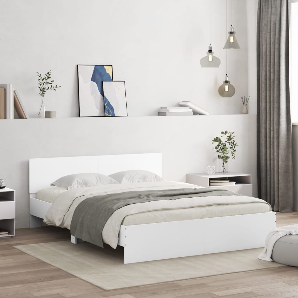Cadre de lit avec LED sans matelas blanc 160x200 cm - XIOS