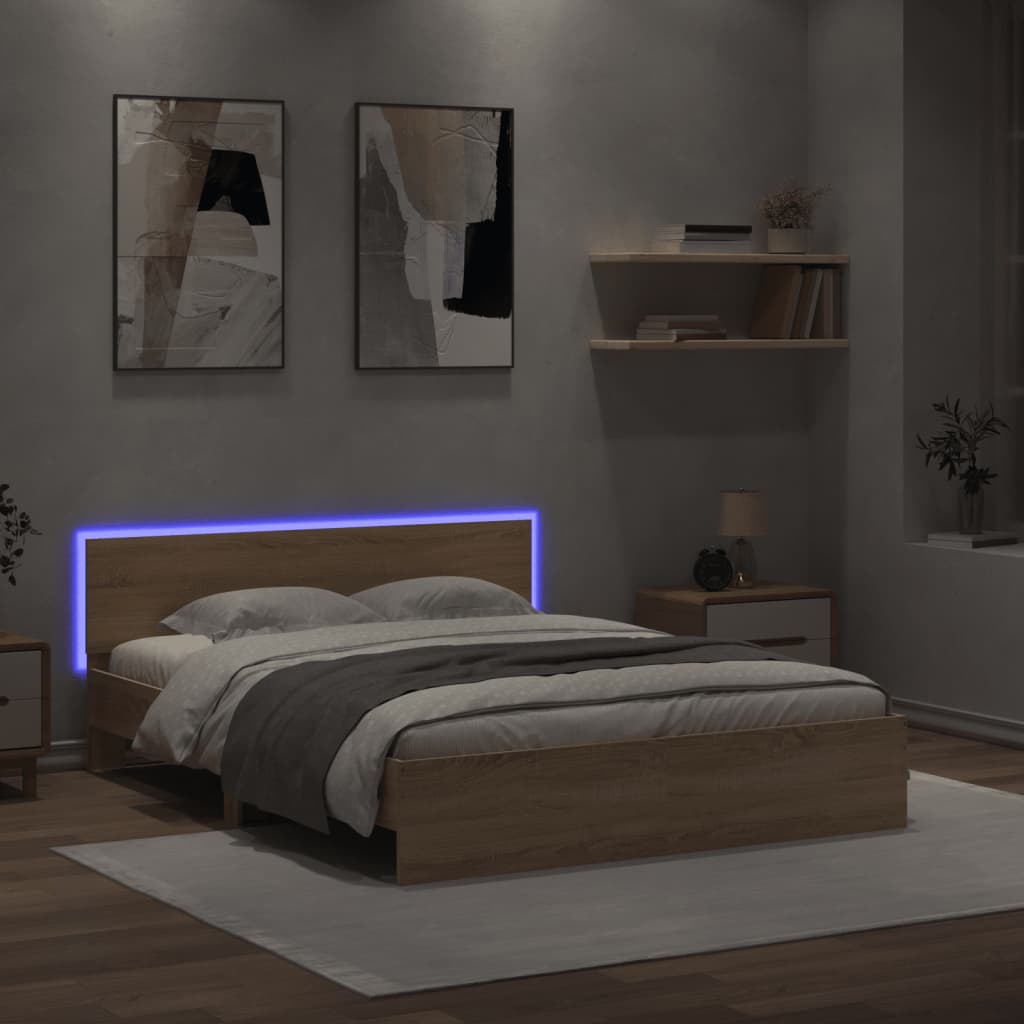 Cadre de lit avec LED sans matelas chêne sonoma 160x200 cm - XIOS