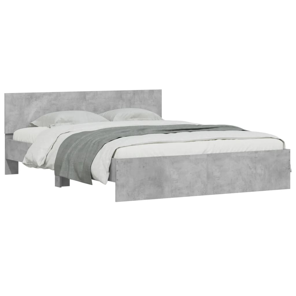 Cadre de lit avec LED sans matelas gris béton 160x200 cm - XIOS