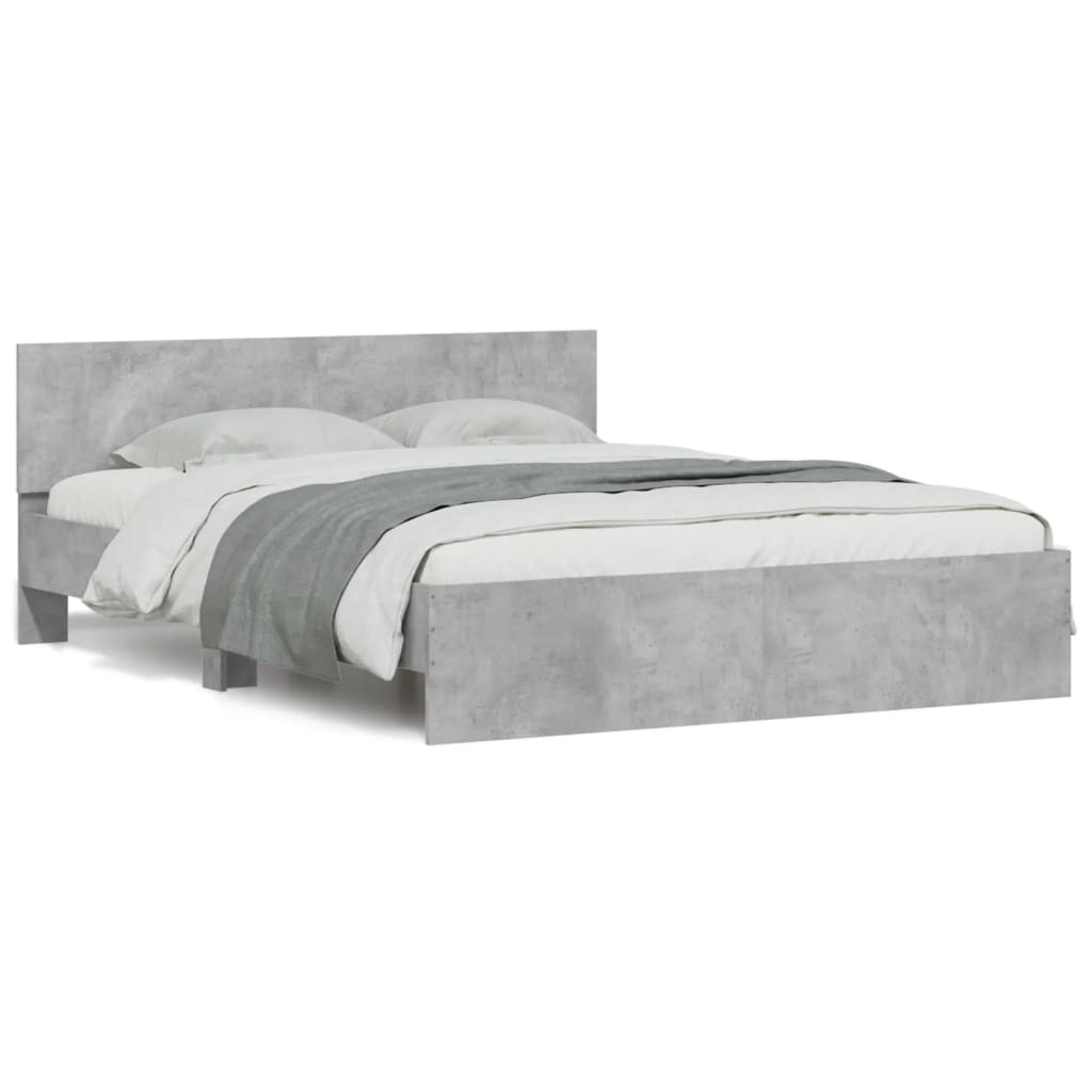 Cadre de lit avec LED sans matelas gris béton 160x200 cm - XIOS