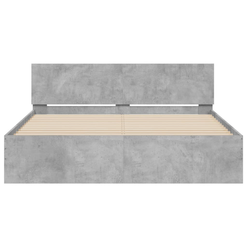 Cadre de lit avec LED sans matelas gris béton 160x200 cm - XIOS