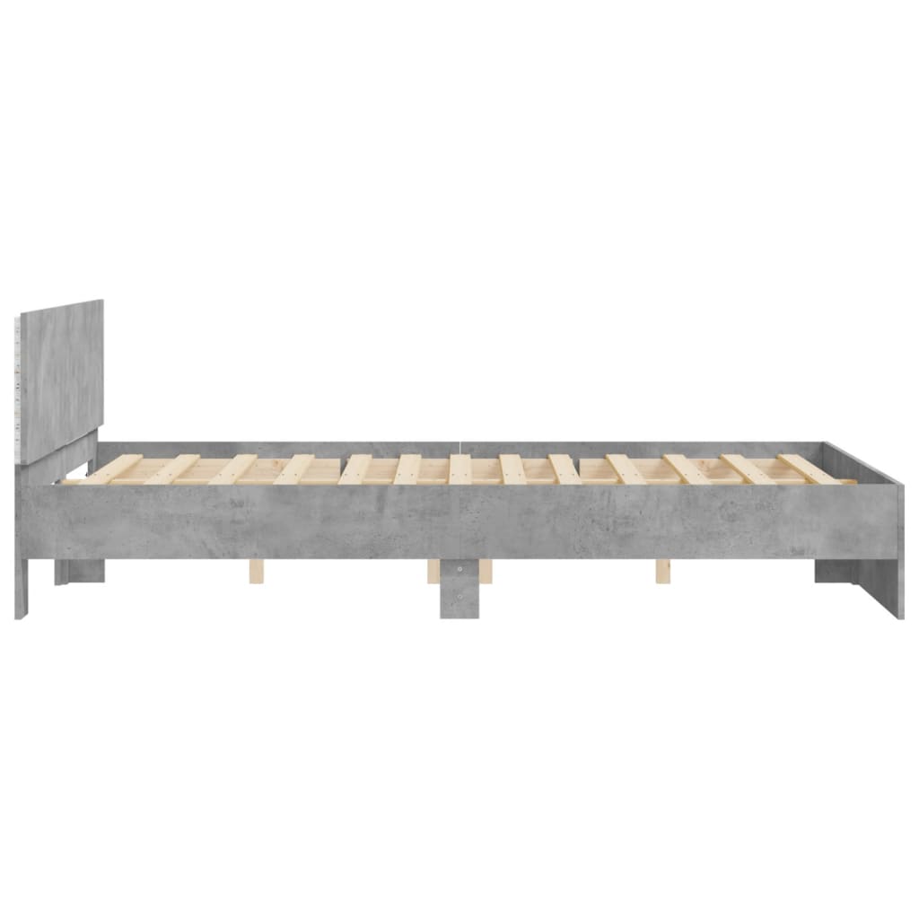 Cadre de lit avec LED sans matelas gris béton 160x200 cm - XIOS