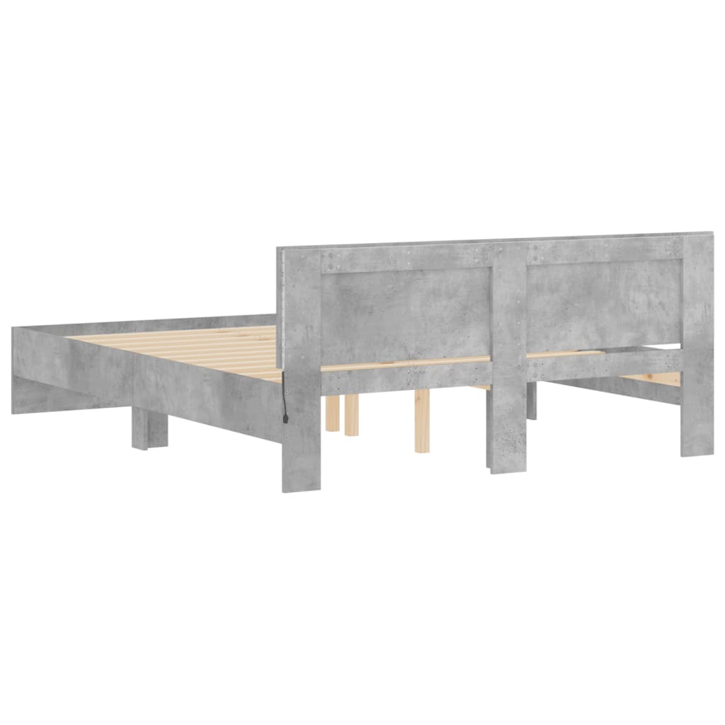 Cadre de lit avec LED sans matelas gris béton 160x200 cm - XIOS
