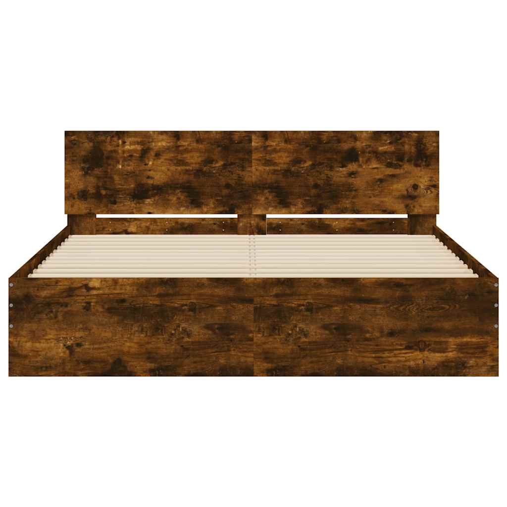 Cadre de lit avec LED sans matelas chêne fumé 160x200 cm - XIOS