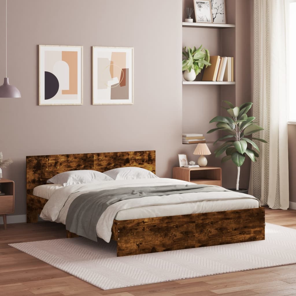 Cadre de lit avec LED sans matelas chêne fumé 160x200 cm - XIOS
