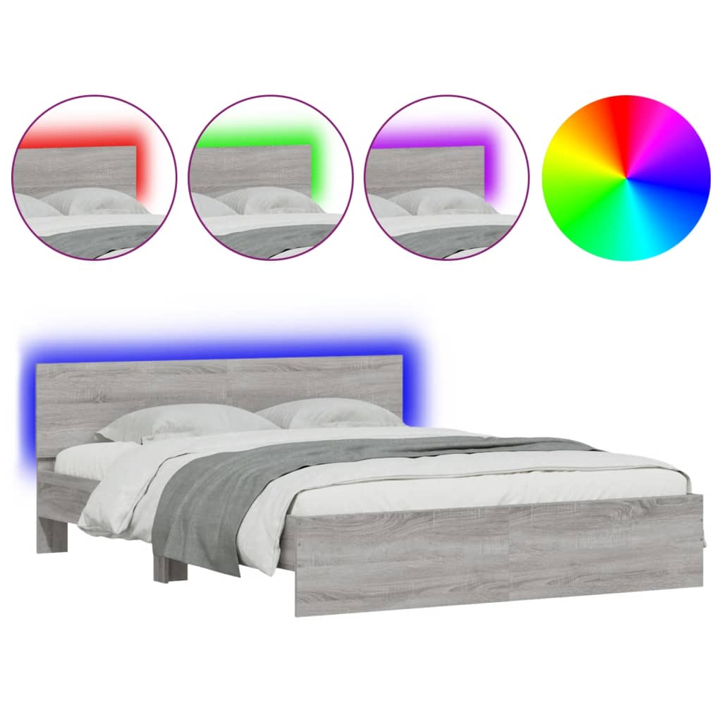 Cadre de lit avec LED sans matelas sonoma gris 160x200 cm - XIOS