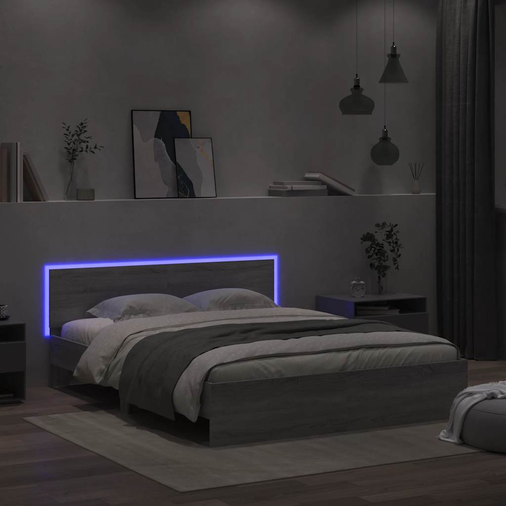 Cadre de lit avec LED sans matelas sonoma gris 160x200 cm - XIOS