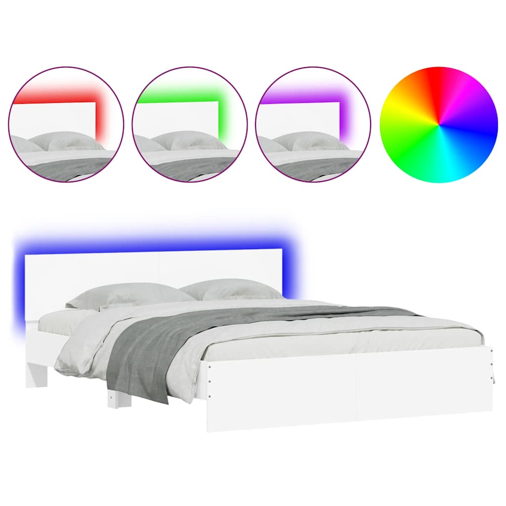 Cadre de lit avec LED sans matelas blanc 150x200 cm