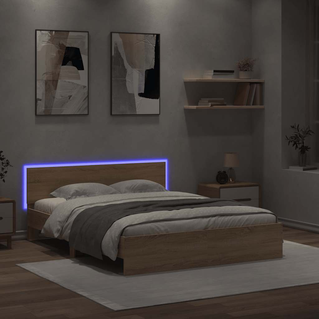 Cadre de lit avec LED sans matelas chêne sonoma 150x200 cm - XIOS
