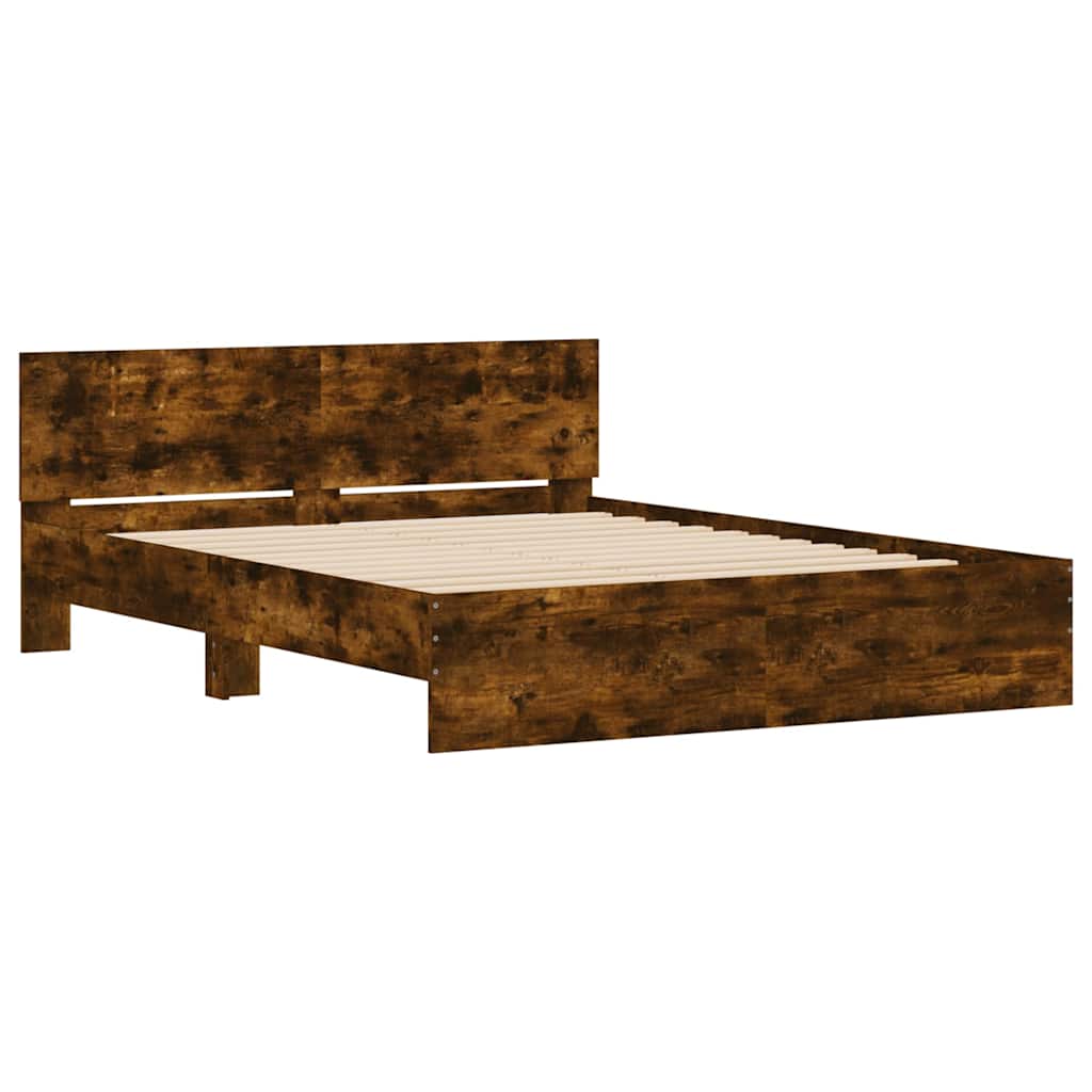 Cadre de lit avec tête de lit et LED chêne fumé 150x200 cm - XIOS