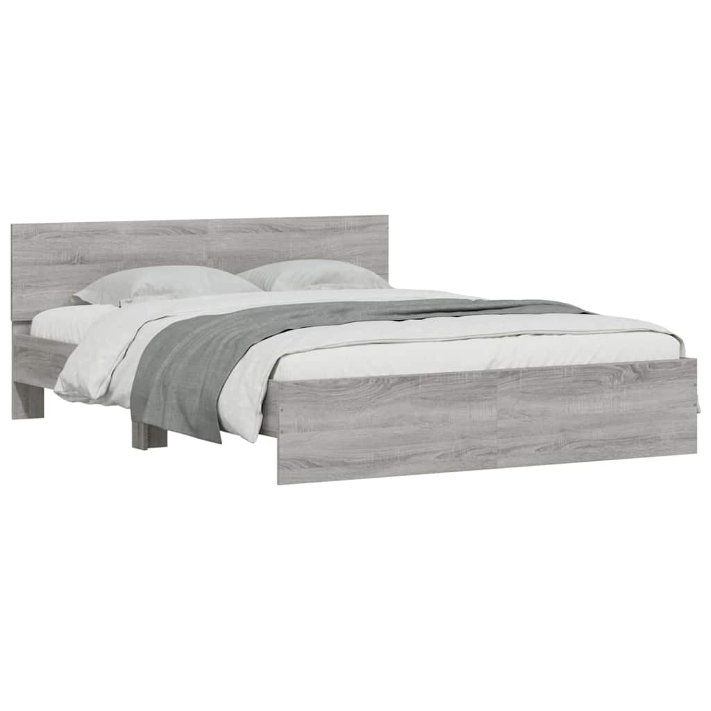 Cadre de lit avec tête de lit et LED sonoma gris 150x200 cm - XIOS
