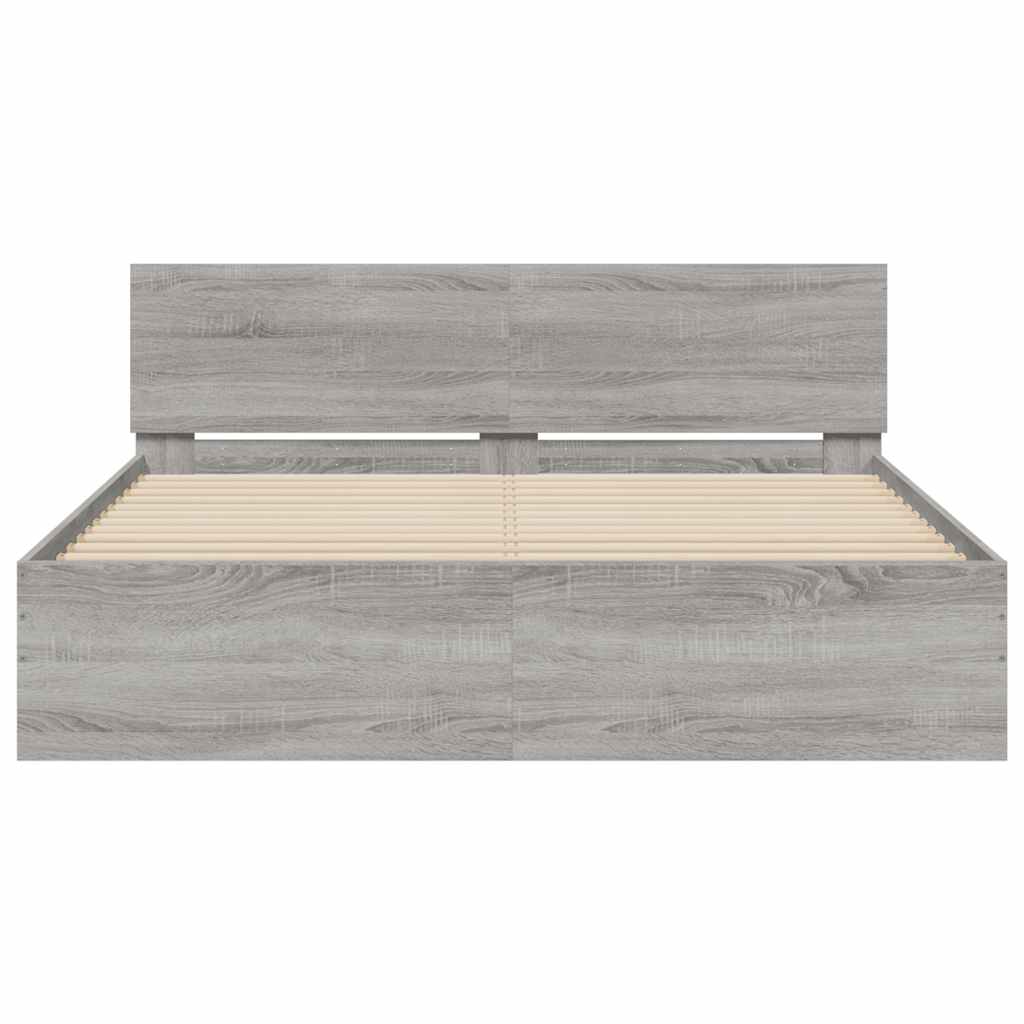 Cadre de lit avec tête de lit et LED sonoma gris 150x200 cm - XIOS