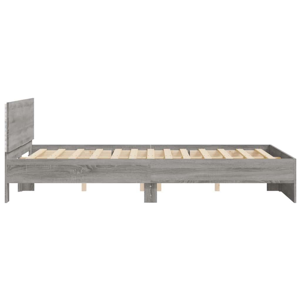 Cadre de lit avec tête de lit et LED sonoma gris 150x200 cm - XIOS