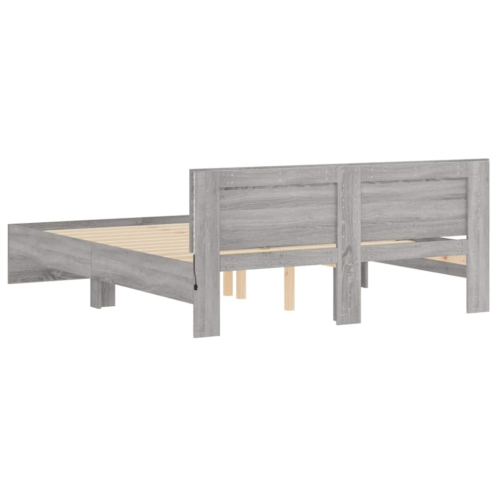 Cadre de lit avec tête de lit et LED sonoma gris 150x200 cm - XIOS