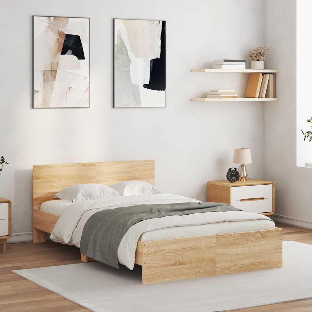 Cadre de lit avec tête de lit et LED chêne sonoma 140x200 cm - XIOS