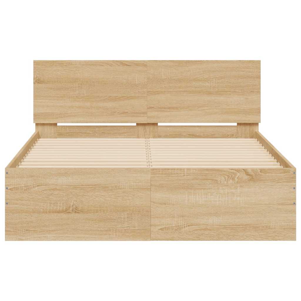 Cadre de lit avec tête de lit et LED chêne sonoma 140x200 cm - XIOS