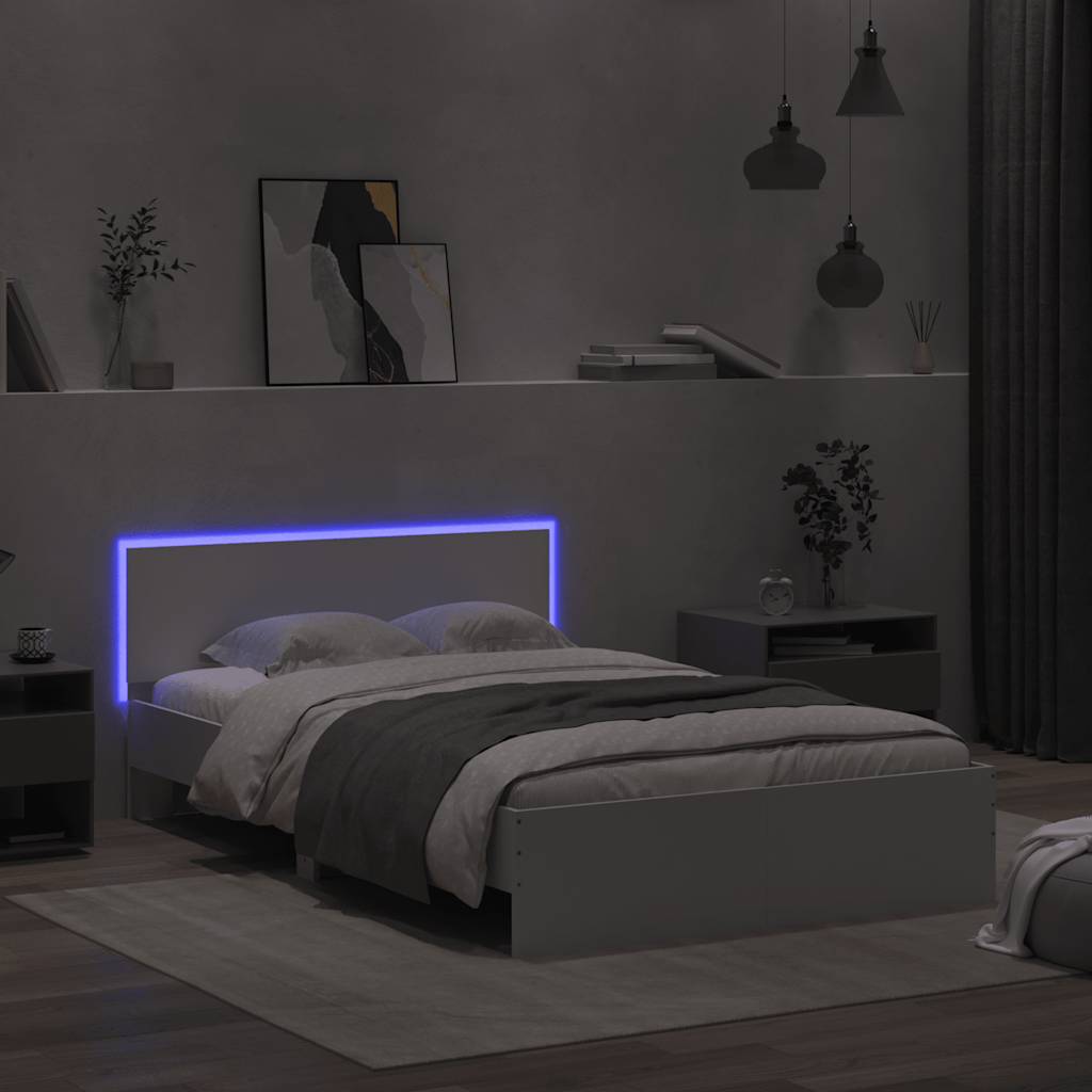 Cadre de lit avec tête de lit et LED blanc 120x200 cm - XIOS