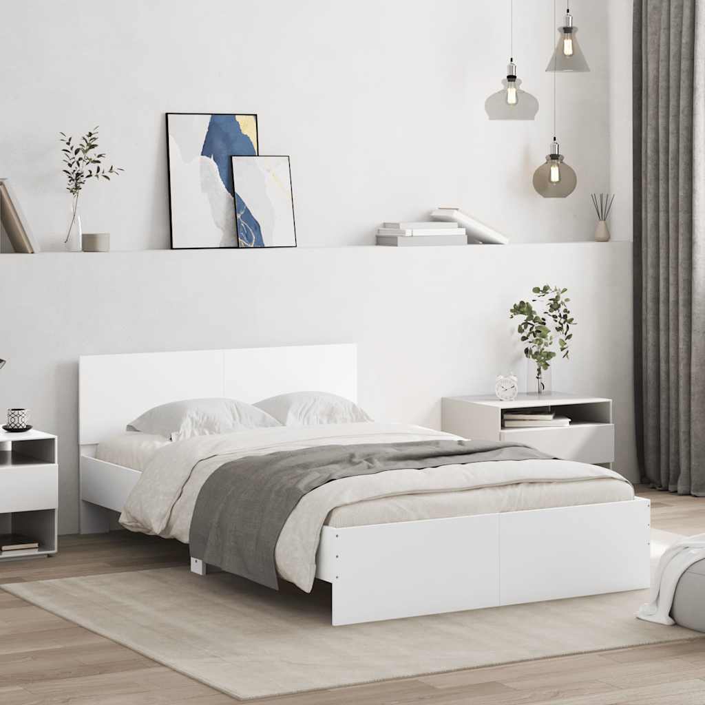 Cadre de lit avec tête de lit et LED blanc 120x200 cm - XIOS