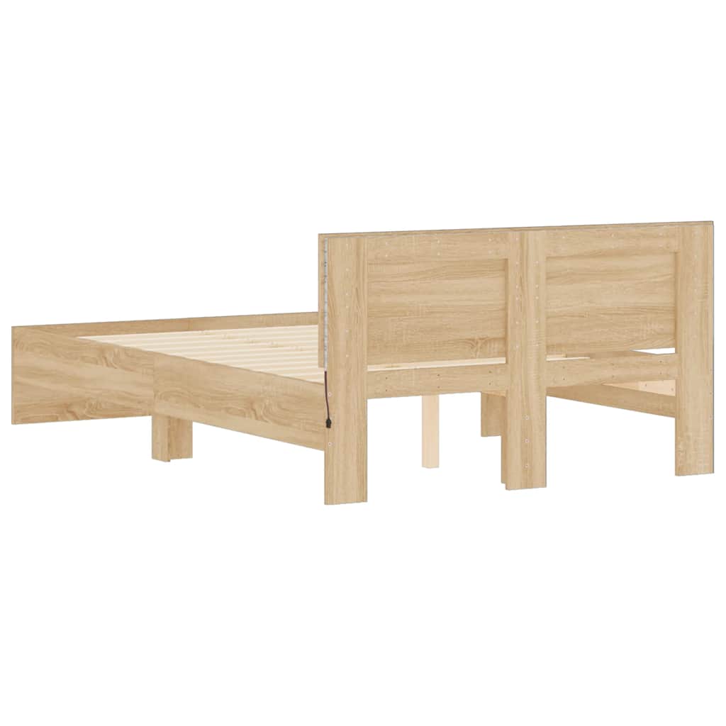 Cadre de lit avec tête de lit et LED chêne sonoma 120x200 cm - XIOS