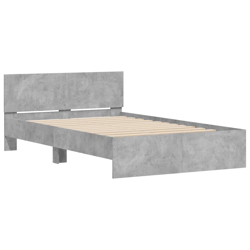 Cadre de lit avec tête de lit et LED gris béton 120x200 cm - XIOS