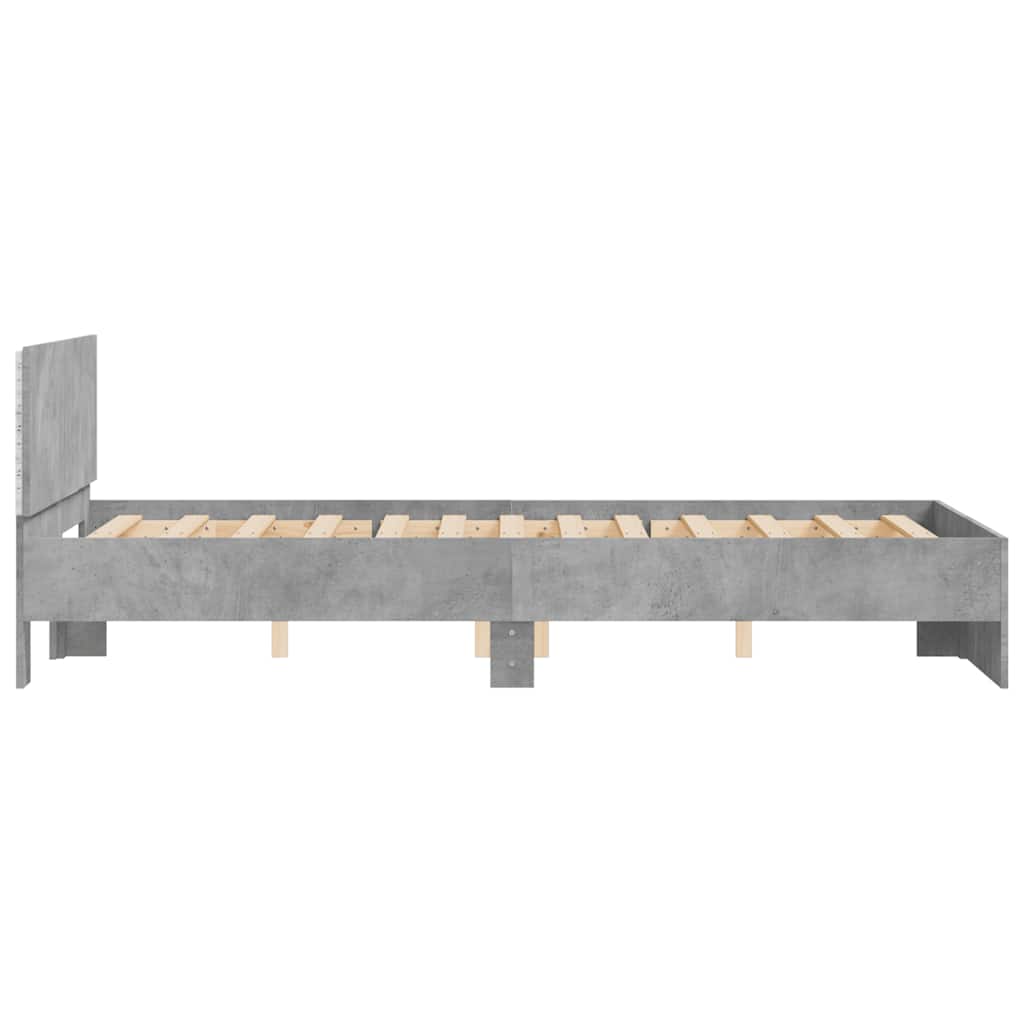 Cadre de lit avec tête de lit et LED gris béton 120x200 cm - XIOS