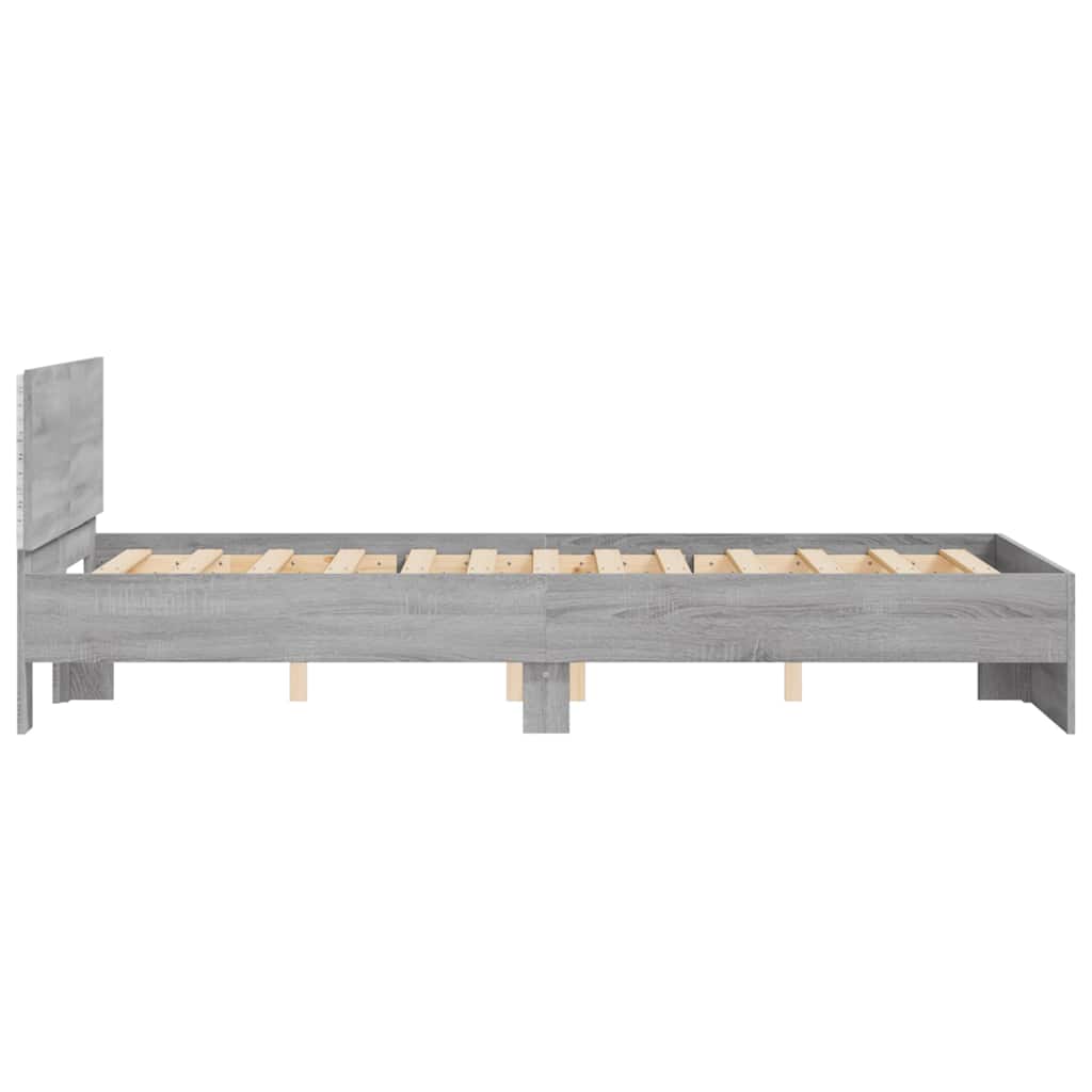 Cadre de lit avec tête de lit et LED sonoma gris 120x200 cm - XIOS
