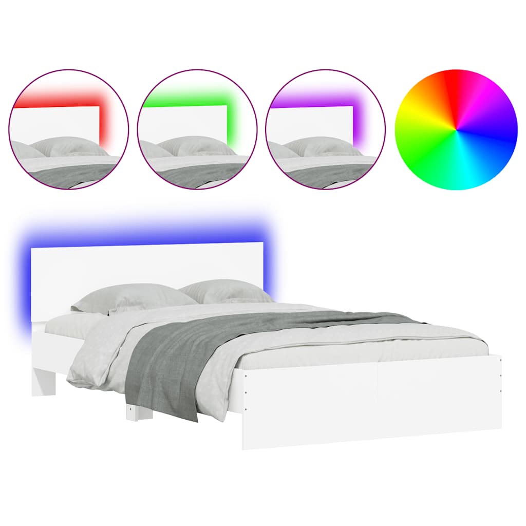 Cadre de lit avec tête de lit et LED blanc 140x190 cm - XIOS