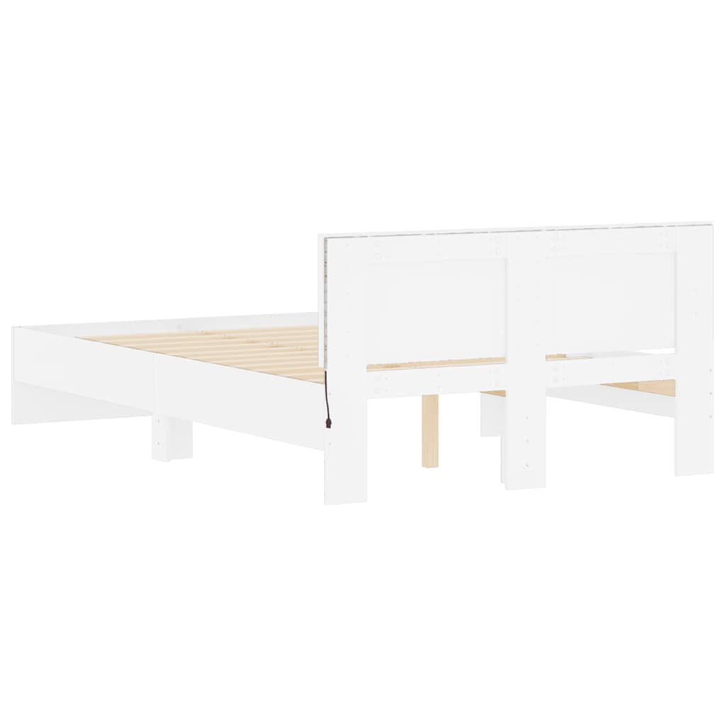 Cadre de lit avec tête de lit et LED blanc 140x190 cm - XIOS