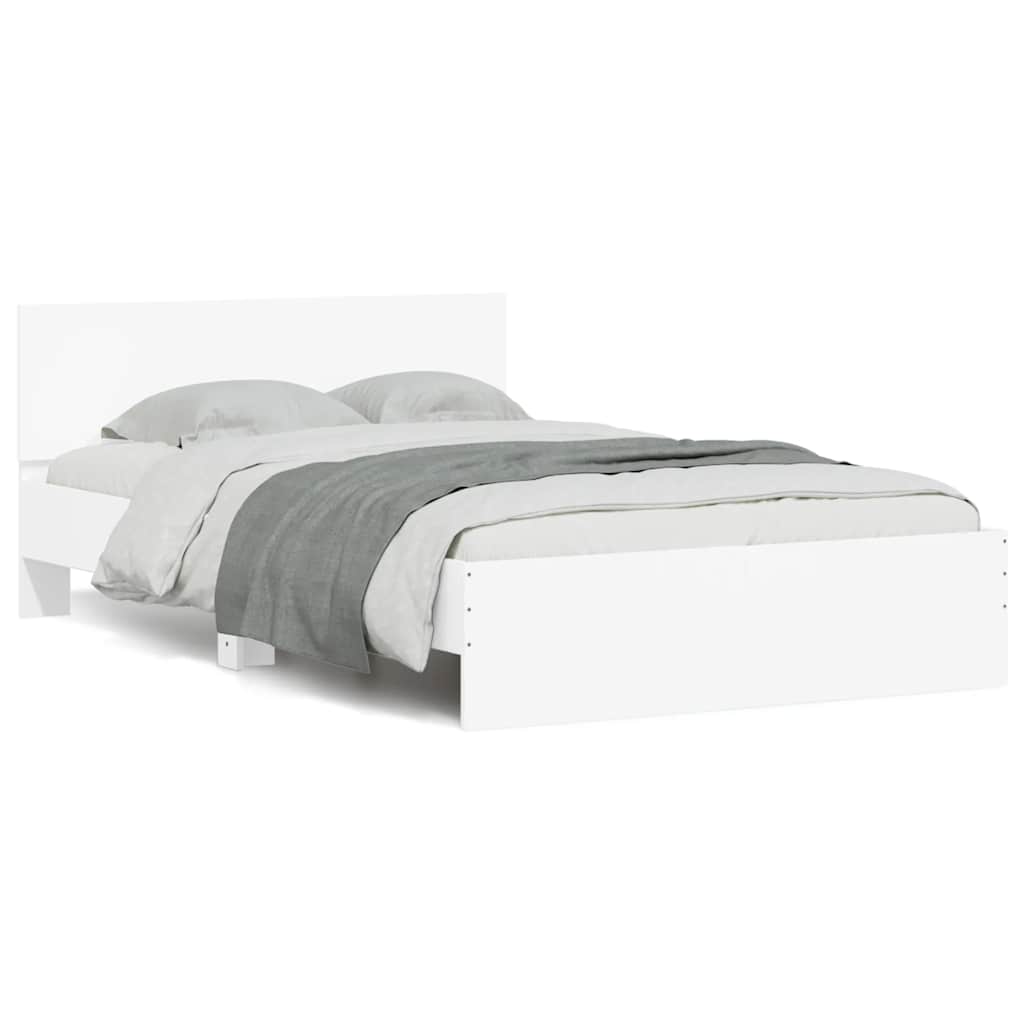 Cadre de lit avec tête de lit et LED blanc 140x190 cm - XIOS