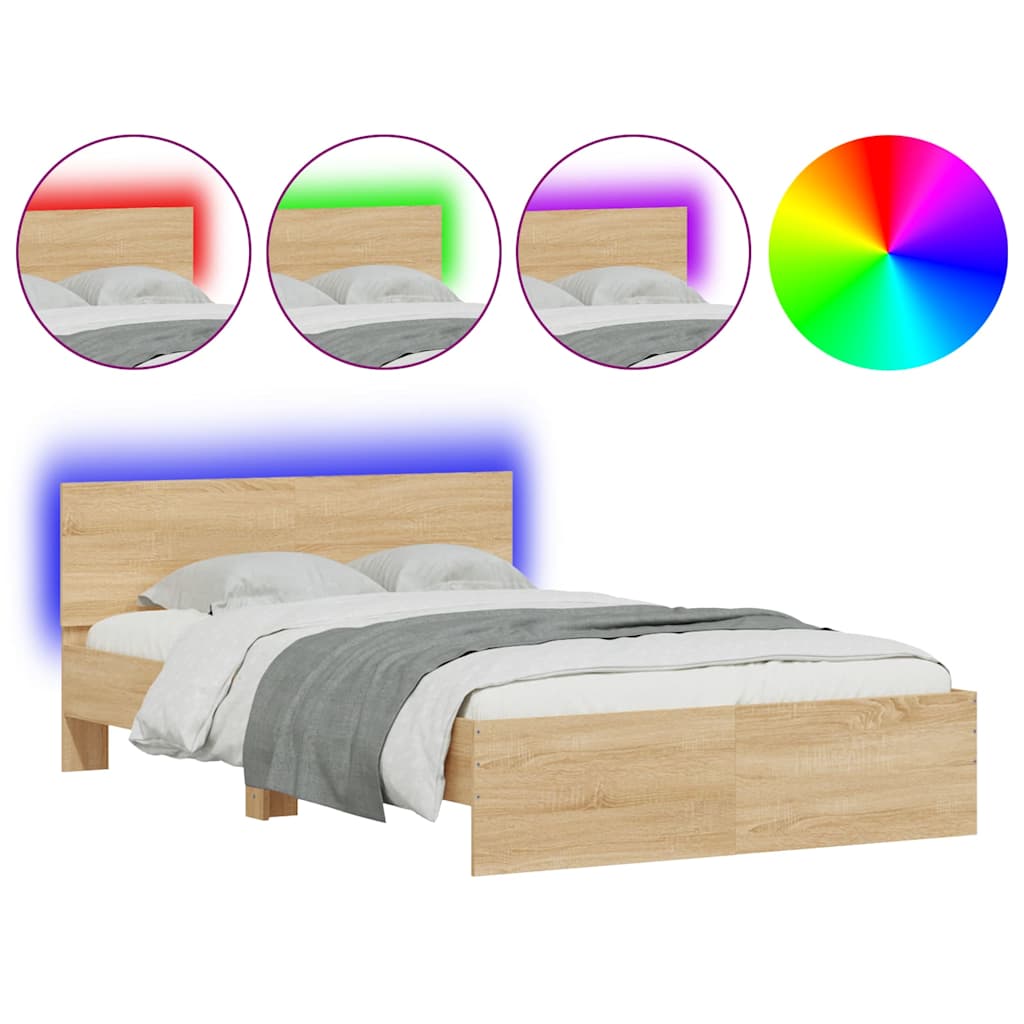 Cadre de lit avec tête de lit et LED chêne sonoma 140x190 cm - XIOS