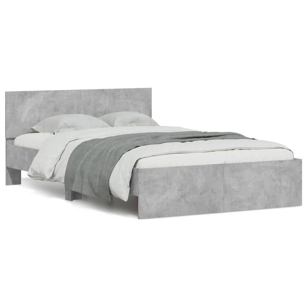 Cadre de lit avec tête de lit et LED gris béton 140x190 cm - XIOS