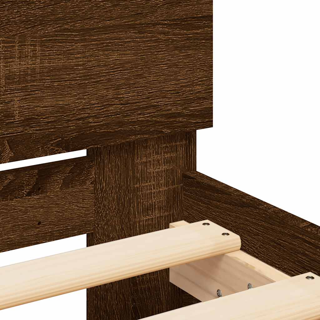 Cadre de lit avec tête de lit et LED chêne marron 140x190 cm - XIOS