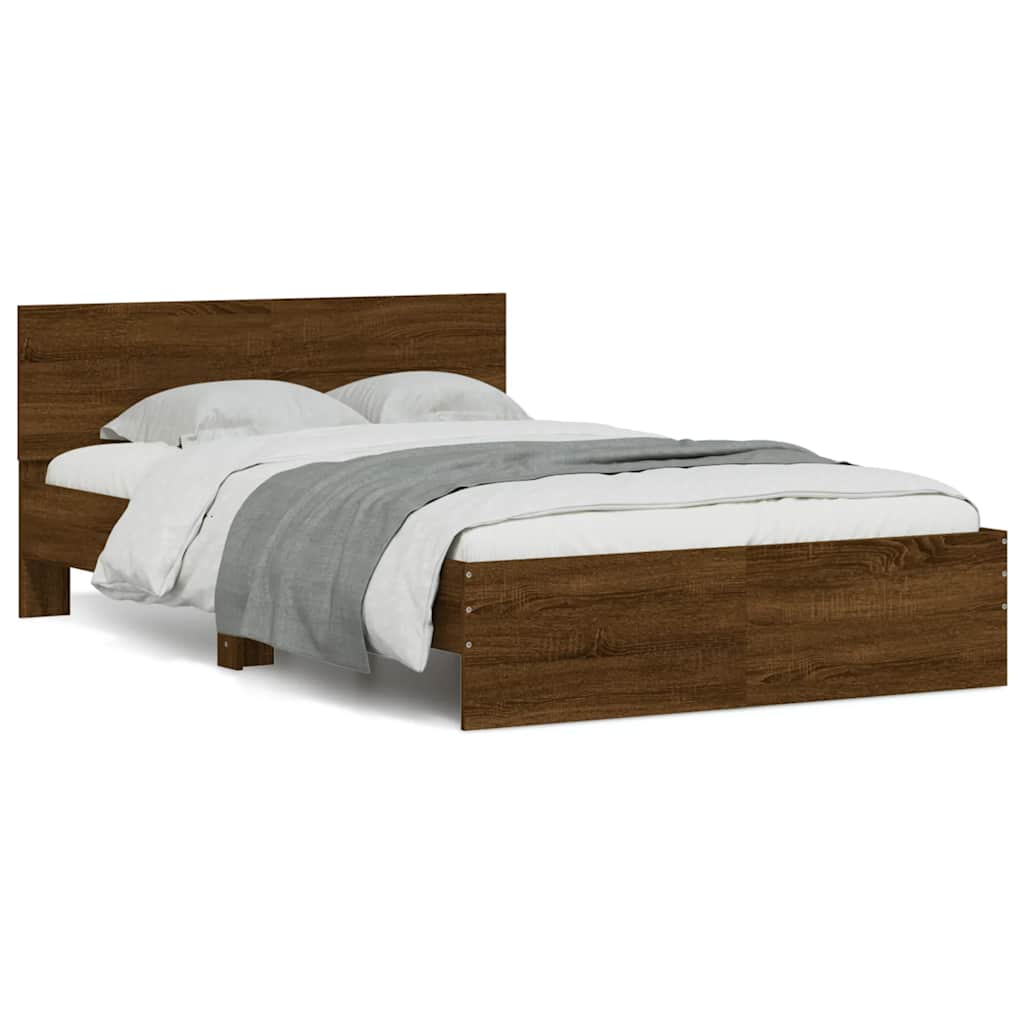Cadre de lit avec tête de lit et LED chêne marron 140x190 cm - XIOS