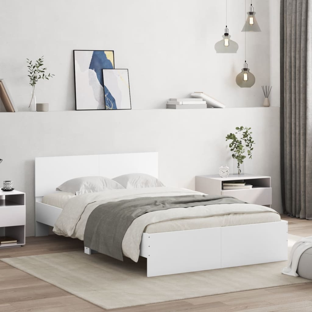Cadre de lit avec LED sans matelas blanc 135x190 cm - XIOS