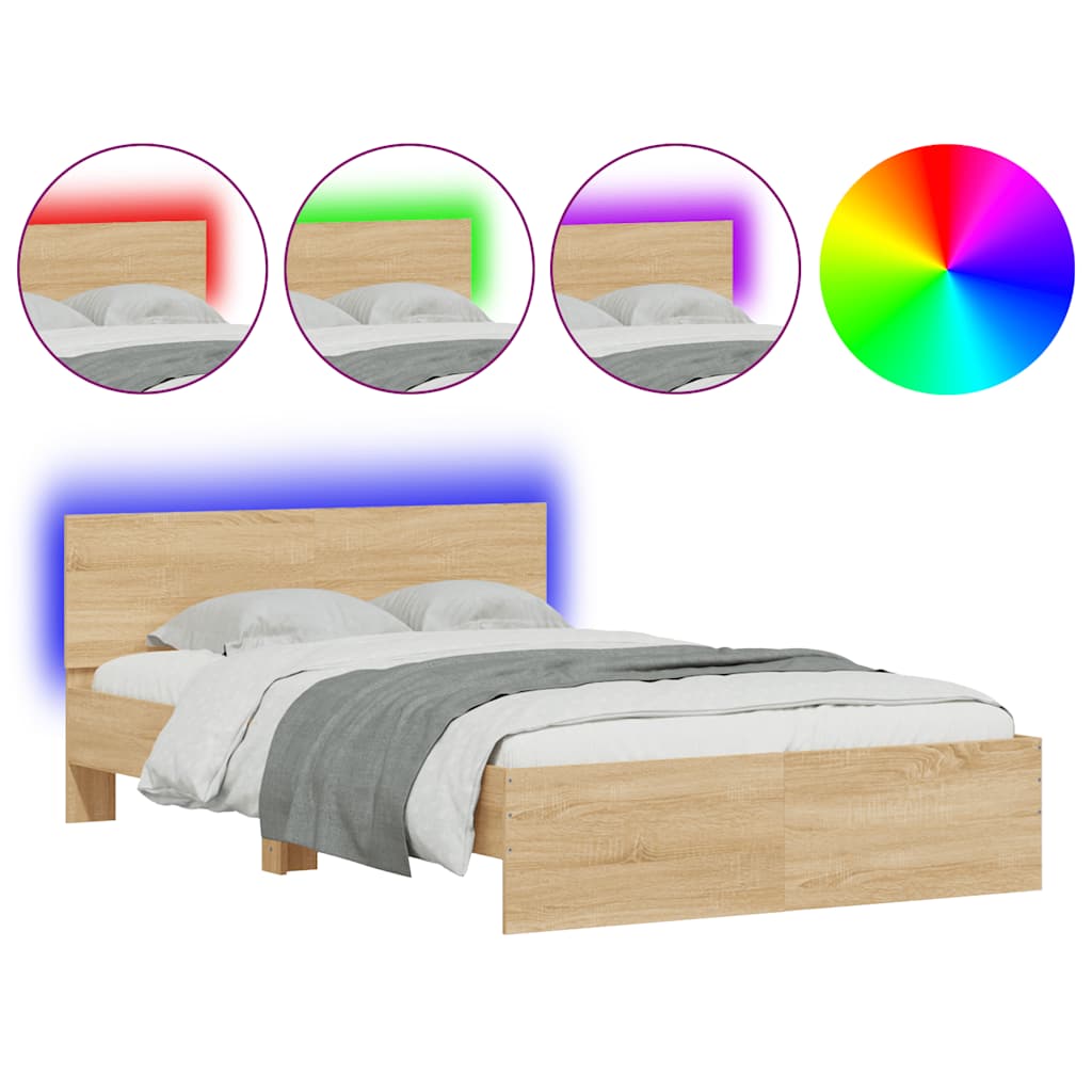 Cadre de lit avec LED sans matelas chêne sonoma 135x190 cm - XIOS