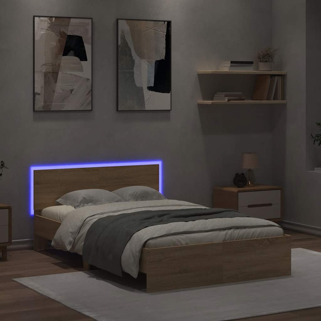 Cadre de lit avec tête de lit et LED chêne sonoma 120x190 cm - XIOS