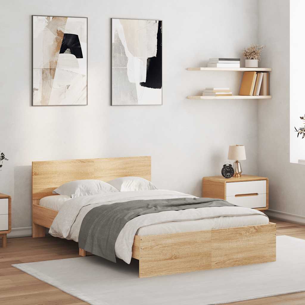 Cadre de lit avec tête de lit et LED chêne sonoma 120x190 cm - XIOS