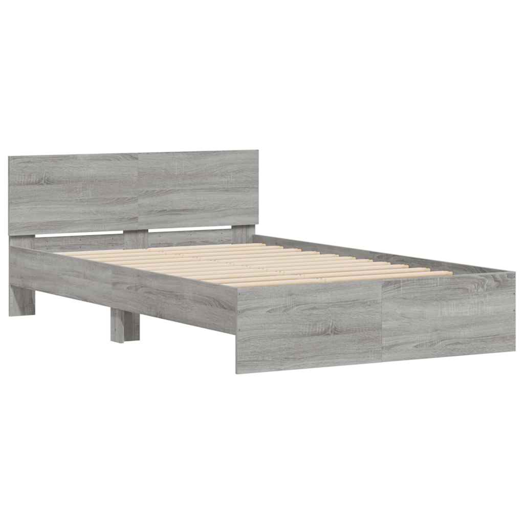 Cadre de lit avec tête de lit et LED sonoma gris 120x190 cm - XIOS