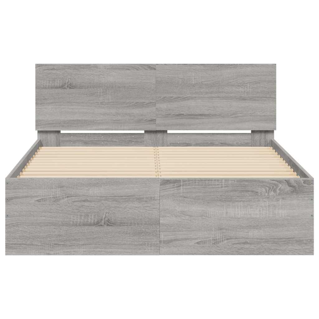 Cadre de lit avec tête de lit et LED sonoma gris 120x190 cm - XIOS