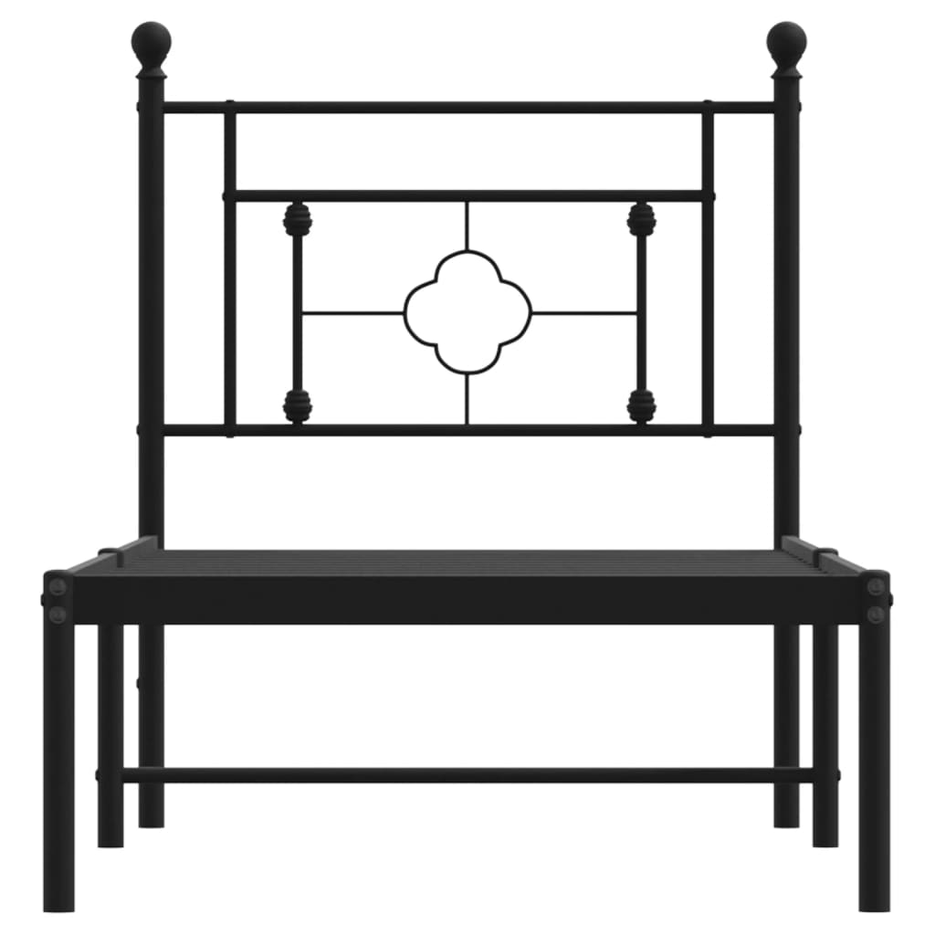 Cadre de lit métal sans matelas avec tête de lit noir 75x190 cm - XIOS