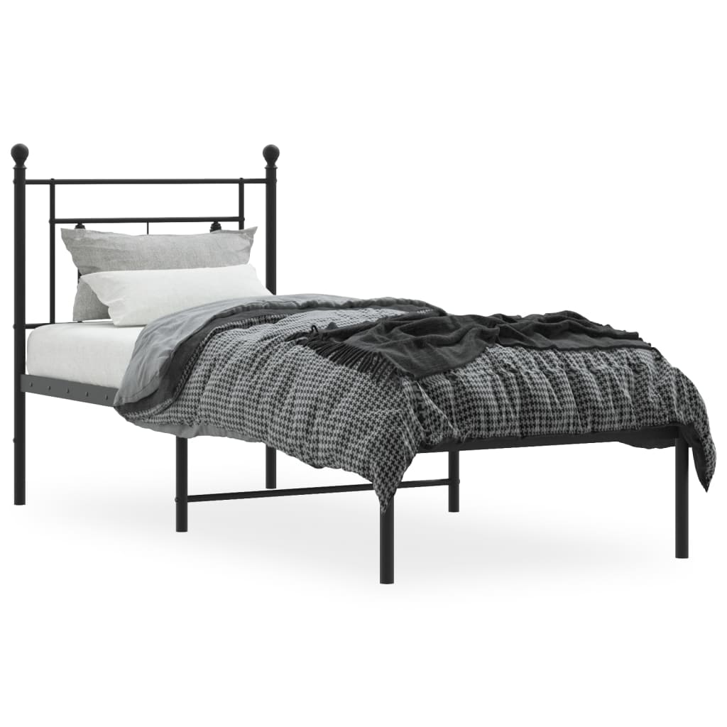 Cadre de lit métal sans matelas avec tête de lit noir 80x200 cm - XIOS