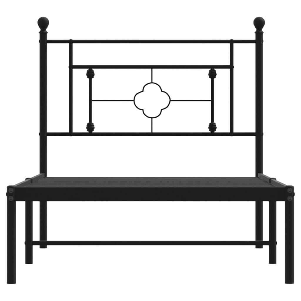 Cadre de lit métal sans matelas avec tête de lit noir 100x190cm - XIOS