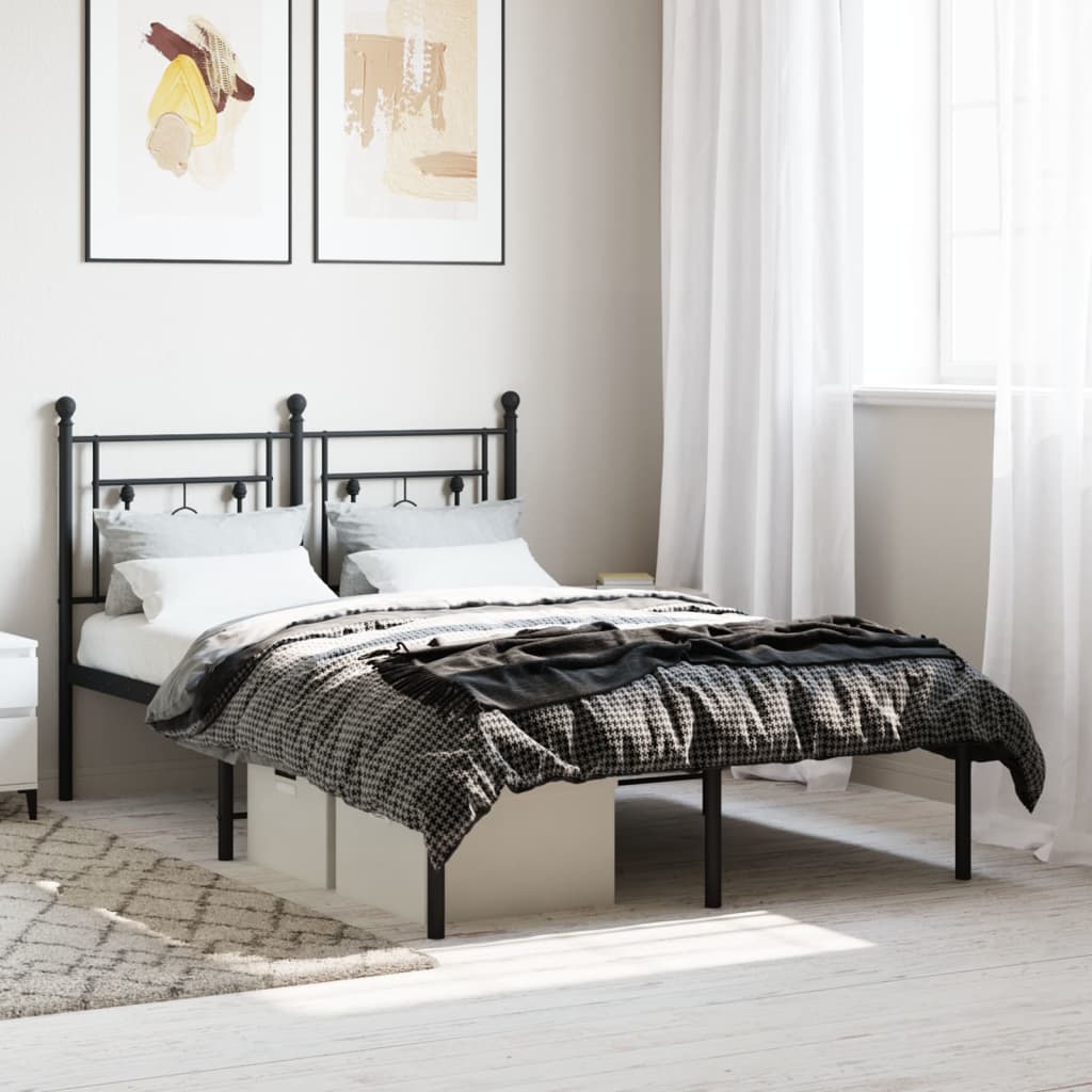 Cadre de lit métal sans matelas avec tête de lit noir 120x190cm - XIOS