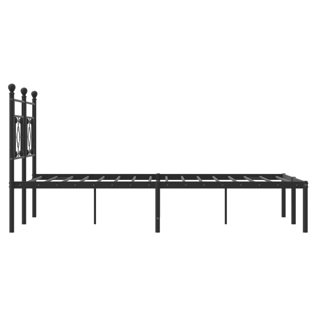 Cadre de lit métal sans matelas avec tête de lit noir 135x190cm - XIOS