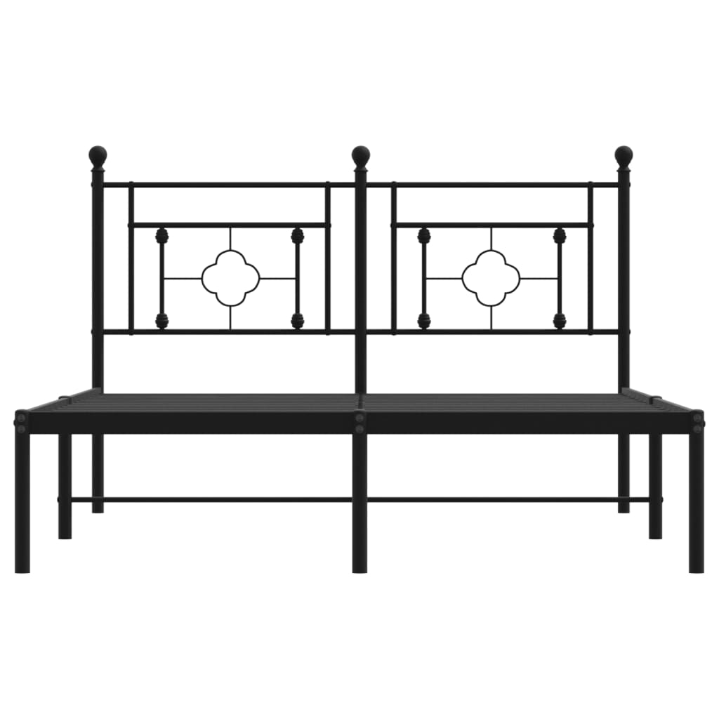 Cadre de lit métal sans matelas avec tête de lit noir 140x190cm - XIOS