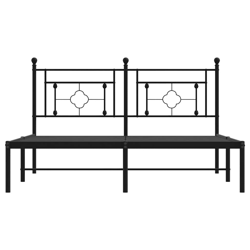 Cadre de lit métal sans matelas avec tête de lit noir 150x200cm - XIOS