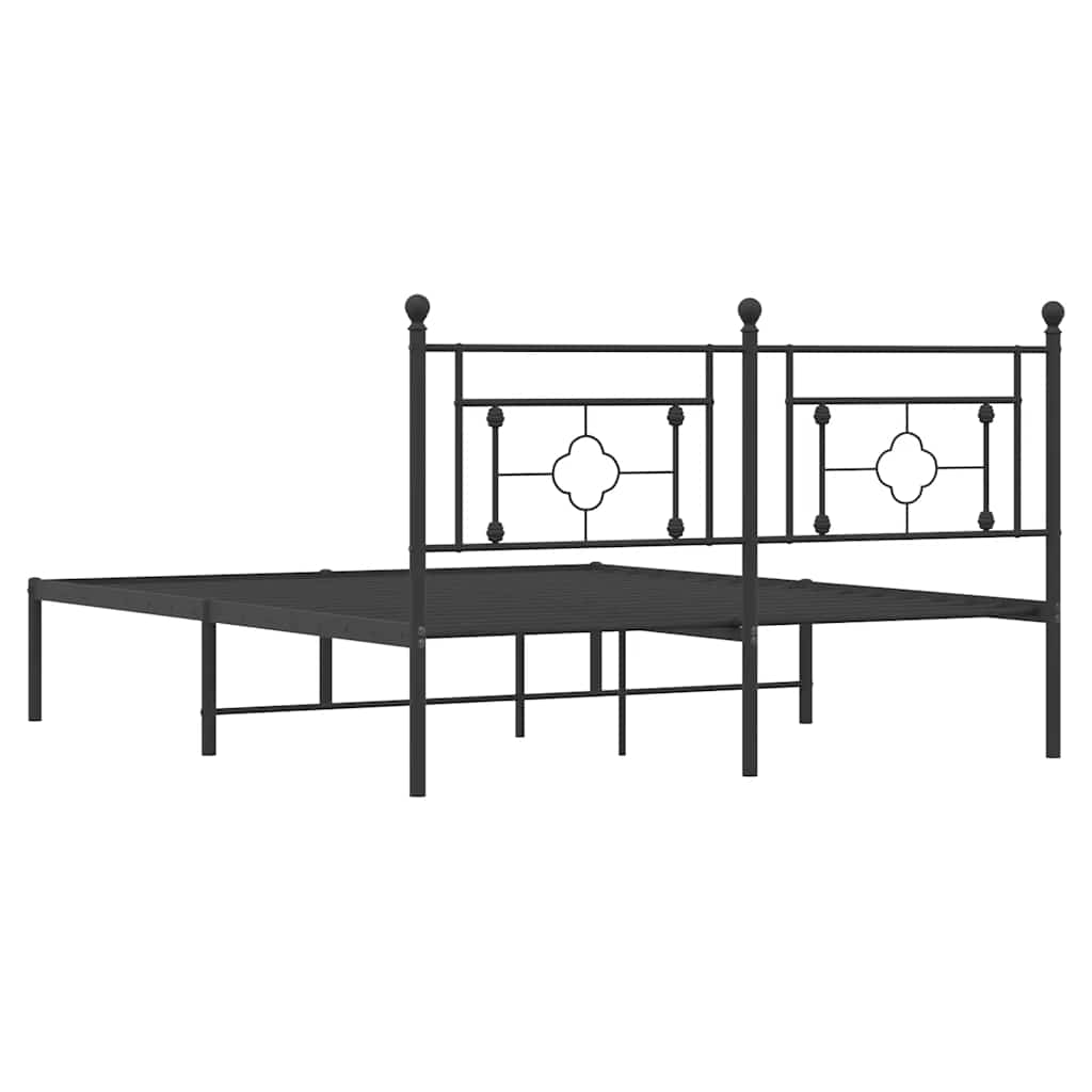 Cadre de lit métal sans matelas avec tête de lit noir 150x200cm - XIOS