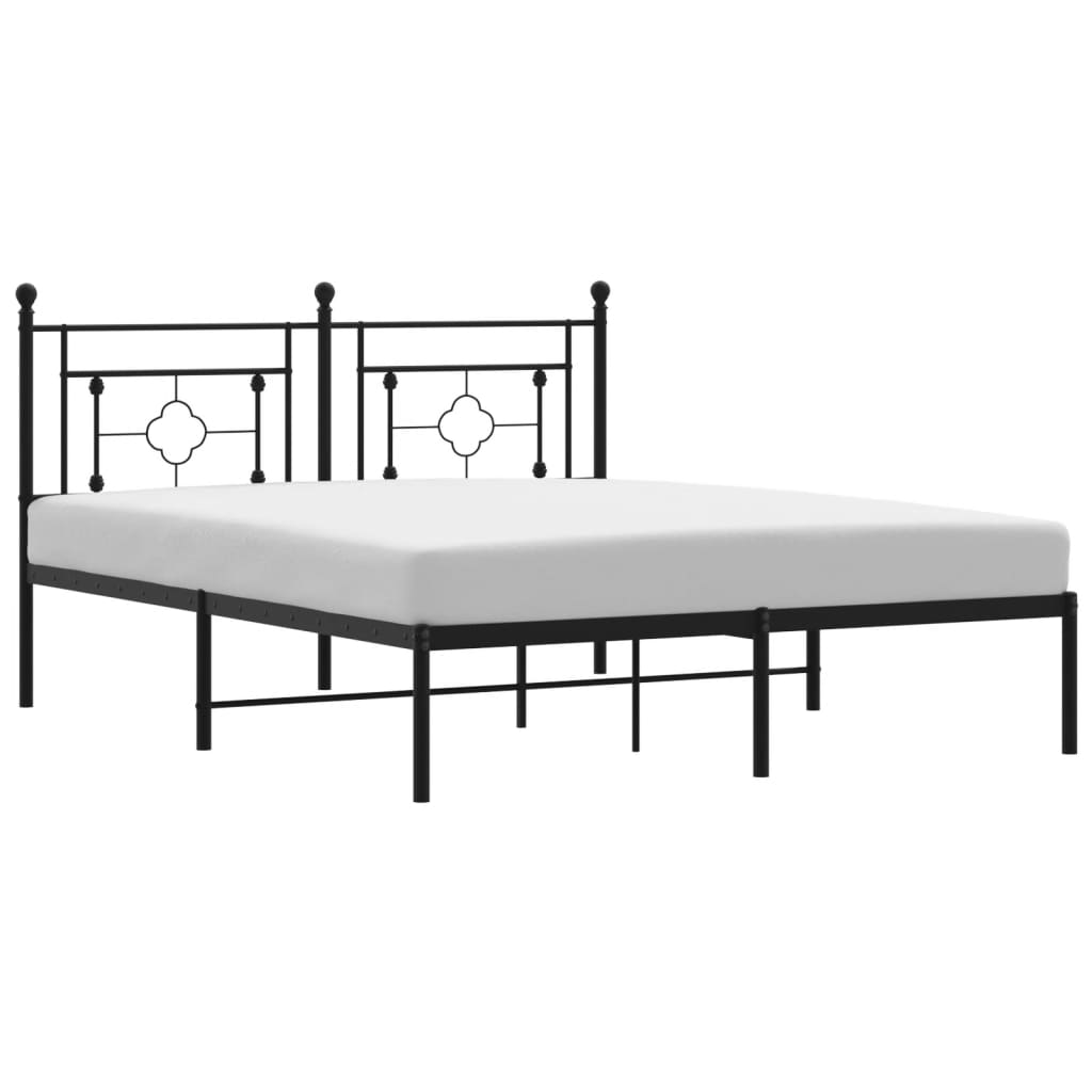 Cadre de lit métal sans matelas et tête de lit noir 160x200 cm - XIOS