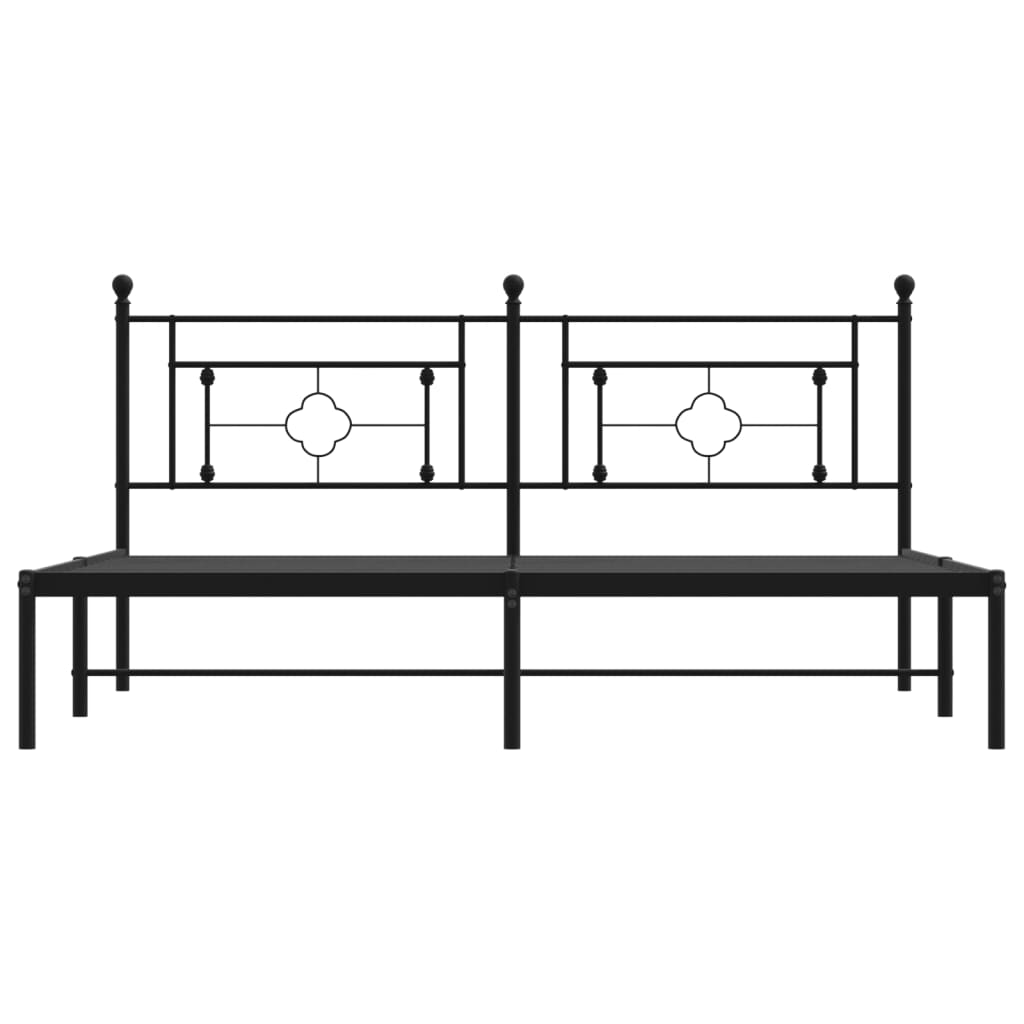 Cadre de lit métal sans matelas avec tête de lit noir 183x213cm - XIOS
