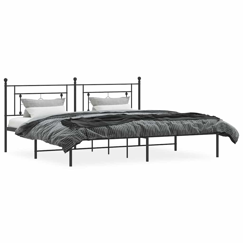 Cadre de lit métal sans matelas avec tête de lit noir 193x203cm - XIOS